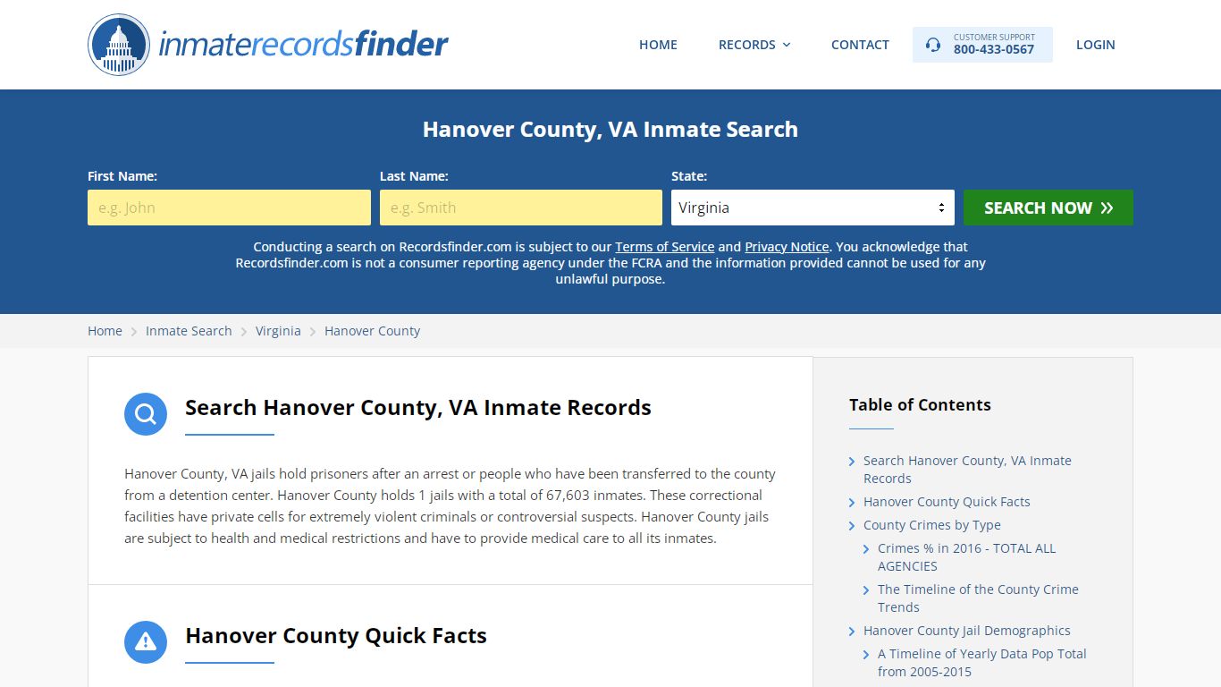 Hanover County, VA Inmate Lookup & Jail Records Online